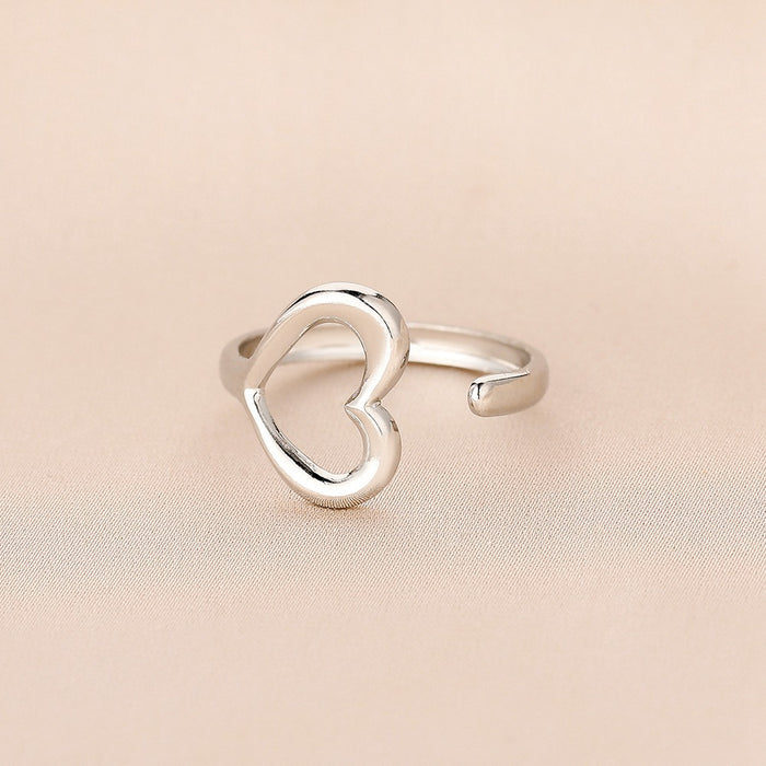 Wholesale Fashionable and personalized adjustable heart-shaped stainless steel open ring with simple design