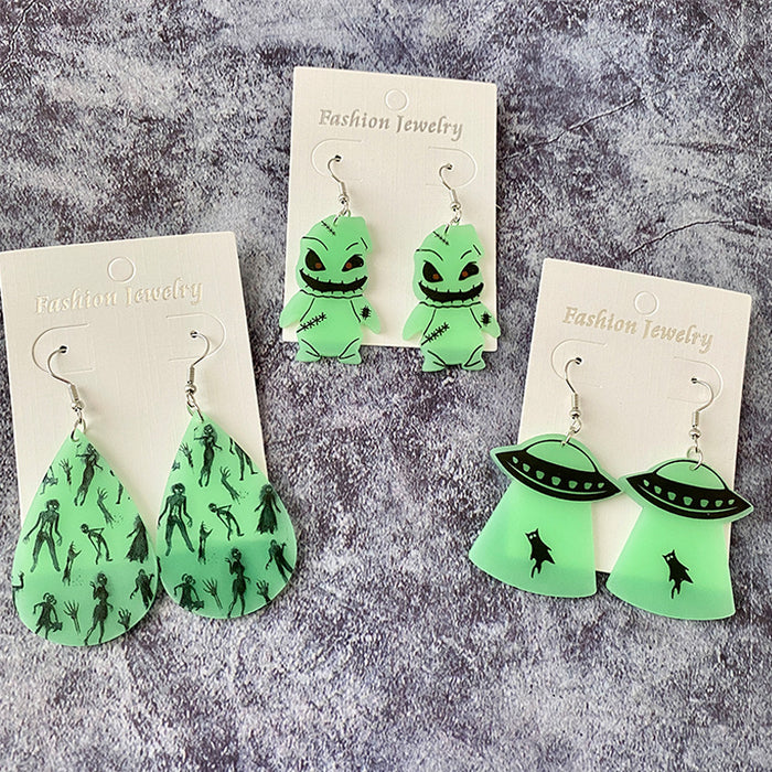 Wholesale  night luminous devil earrings acrylic luminous horror personality earrings