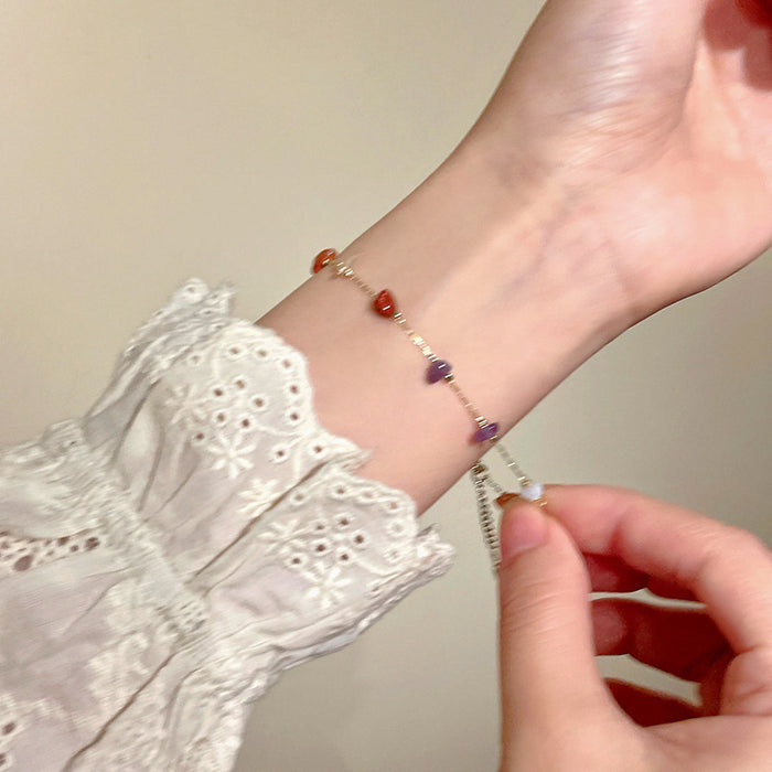 Wholesale Colorful gemstone necklace, collarbone chain, simple and fashionable temperament, versatile necklace