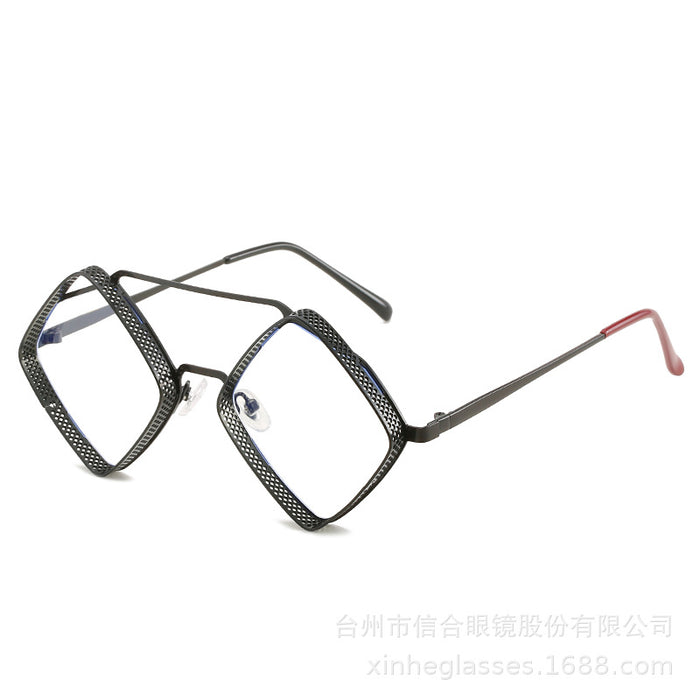 Wholesale Metal Rhombus Double-Bridge Sunglasses