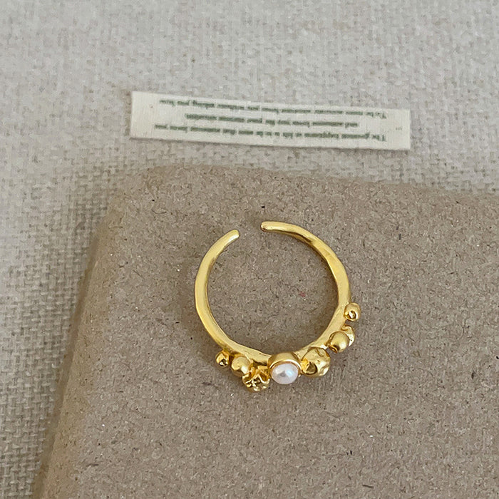 Wholesale Gold Ring with Pearl Flowers