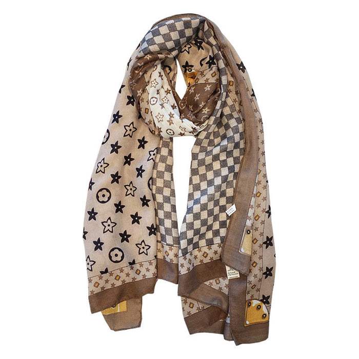 Wholesale Star Grid Scarf for Women's Winter Luxury Scarf with Versatile Temperament and Checkered Grid Shawl JDC-SF-MC003