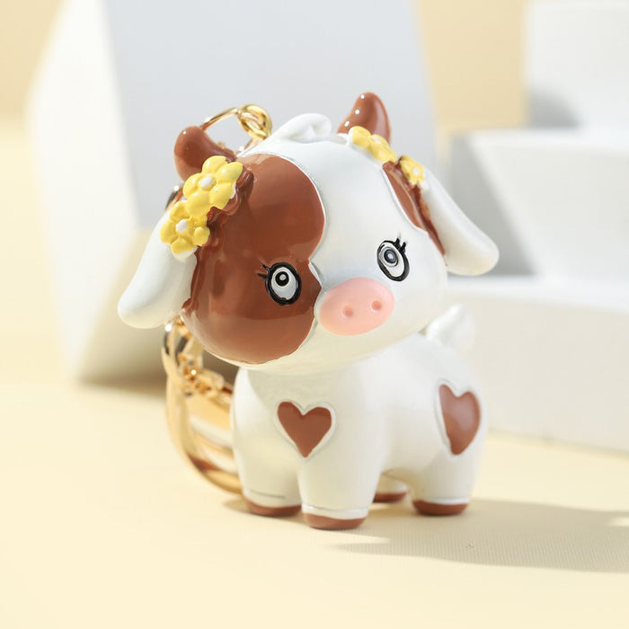 Wholesale Cartoon Cow Resin Keychain JDC-KC-RongRui047