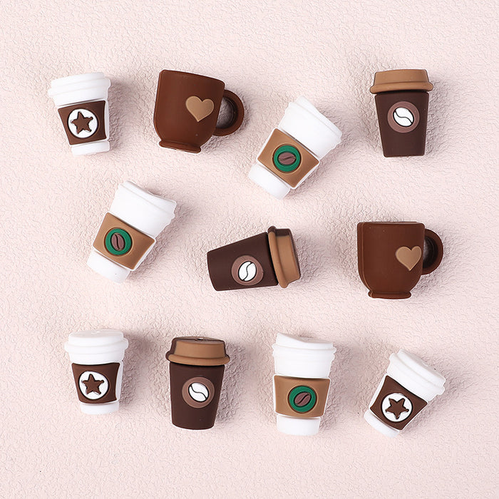 Wholesale 20pcs Three-dimensional coffee cup silicone beads creative DIY jewelry focus beads glue beads beaded