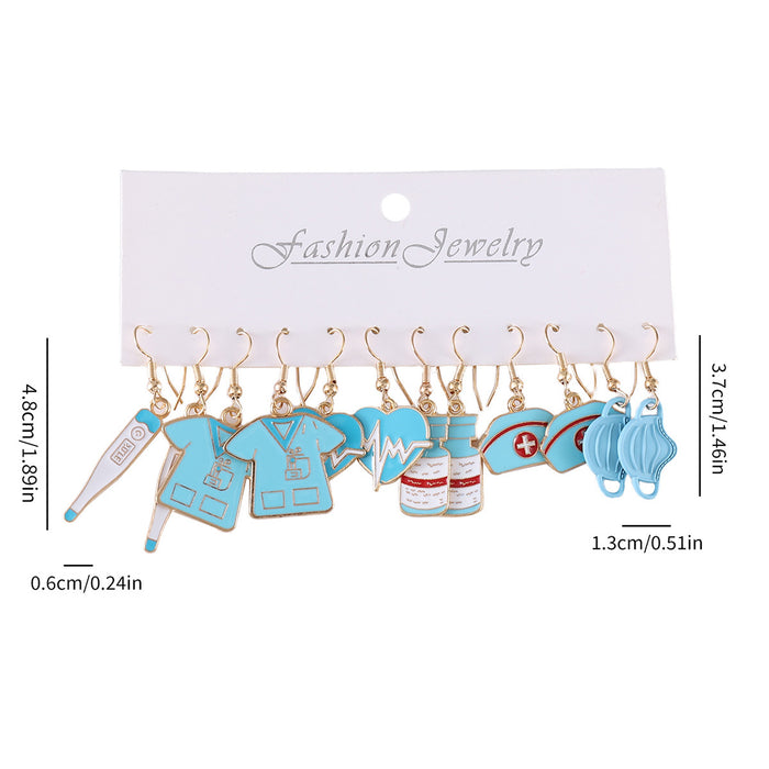 Wholesale Nurses Day Nurse Uniform Nurse Hat Love Mask Pendant Earrings Medical Supplies Nurses Day Earrings