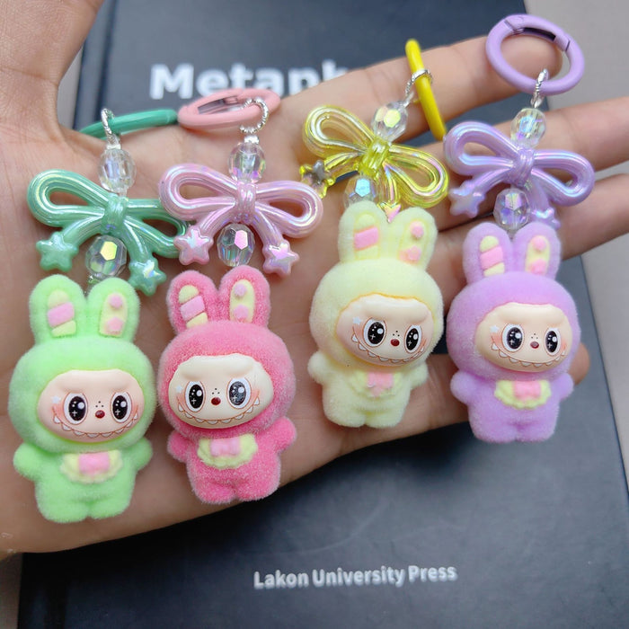 Wholesale Flocked Keychain Bag Bow Phone Ins Pendant Best Friend Gift Cute Plush Toy
