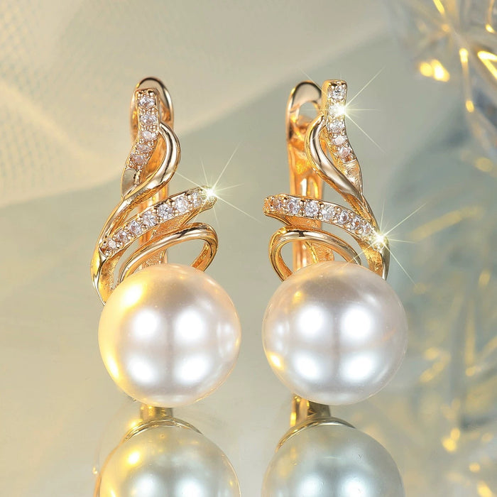 Wholesale Golden pearl earrings