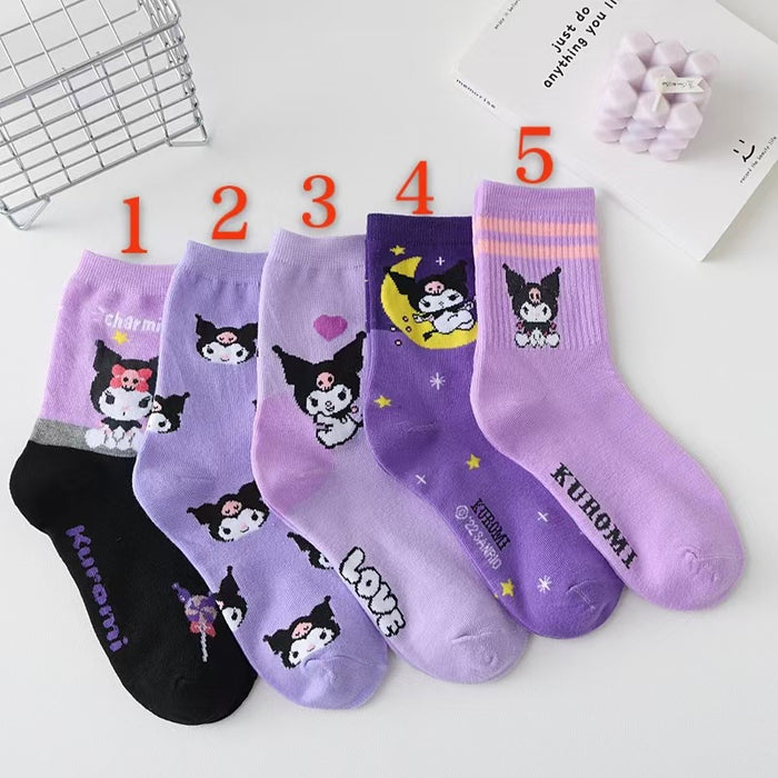 Wholesale cartoon purple combed cotton socks