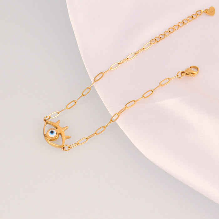 Wholesale Stainless Steel Devil' s Eye Bracelets Simple Oil-Dropping Eye Bracelets