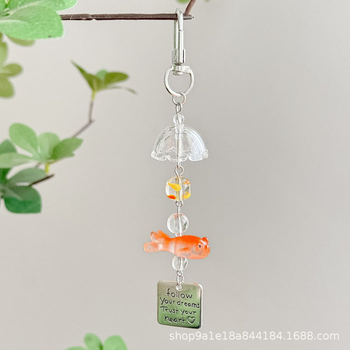 Wholesale Goldfish Beaded Pendant Chimes Mobile Phone Chain Cute Bag Hanging Ornaments