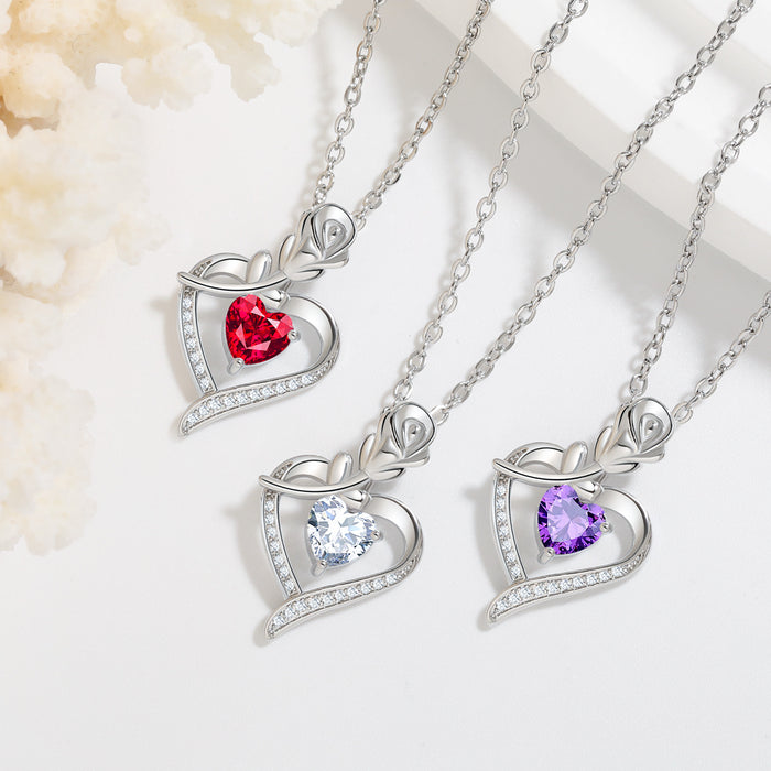 Wholesale Heart necklace Women's  Valentine's Day gift love rose necklace