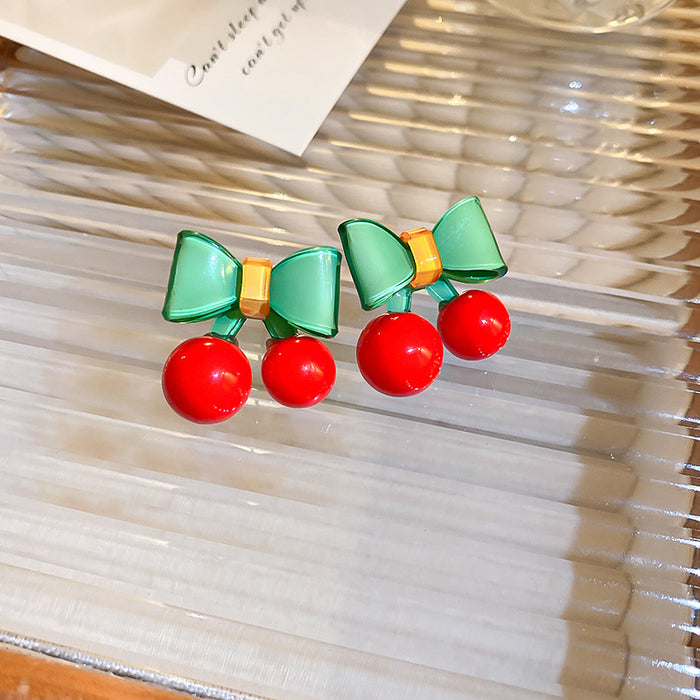 Wholesale Alloy Cherry Earrings Cute Design Fashion Jewelry Accessory