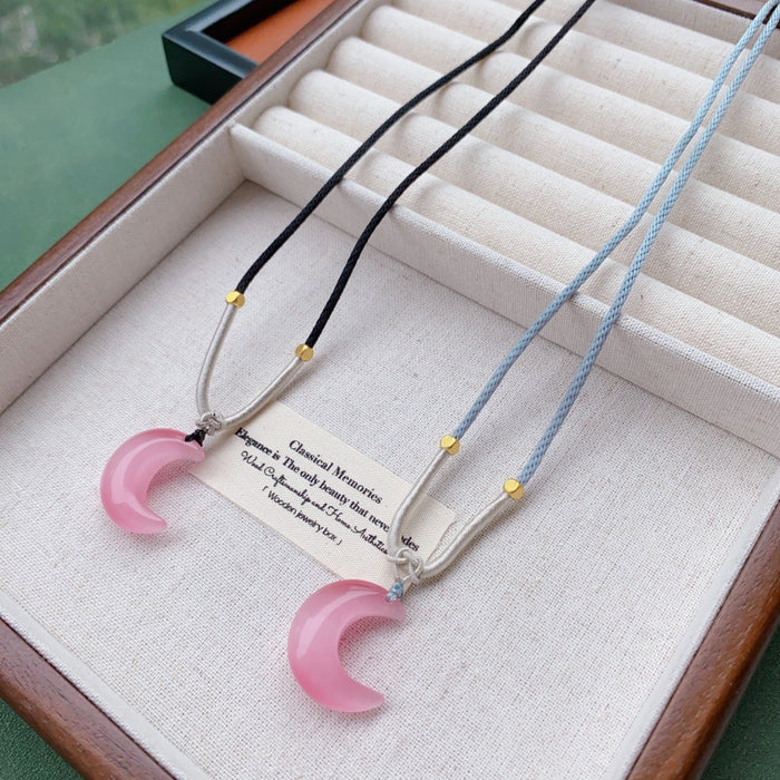 Wholesale Natural silver stone pendant necklace crescent