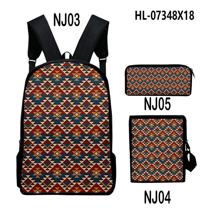 Wholesale Aztec Backpack + Shoulder Bag + Pencil Case Three-piece Set JDC-BP-JieNi002