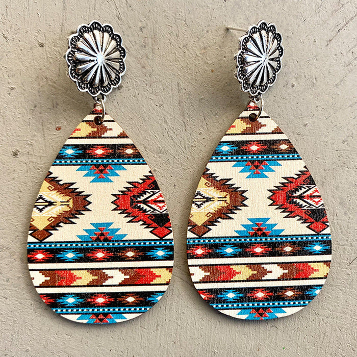 Wholesale 2pairs/pack Aztec Wood Wooden Earrings JDC-ES-HeYi069