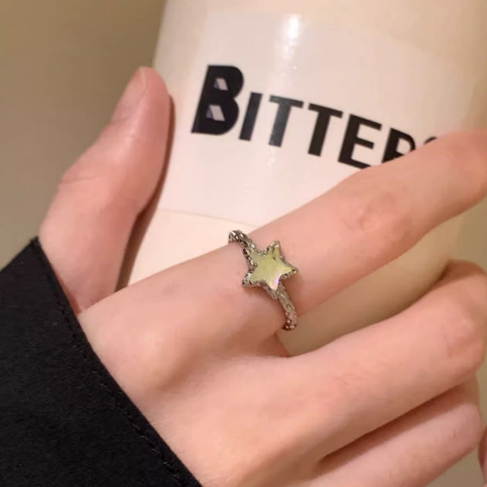 Wholesale Niche five-pointed star  pleated open ring