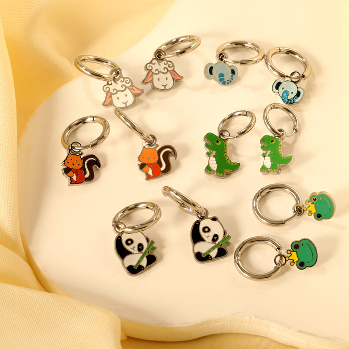 Wholesale Earrings cute animal funny frog panda stainless steel earrings