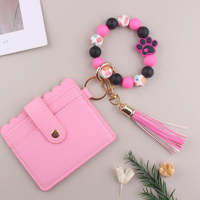 Wholesale Cartoon Dog Claw Card Bag Jewelry Beaded DIY Dog Claw Silicone Bracelet Bracelet Wallet Keychain Pendant