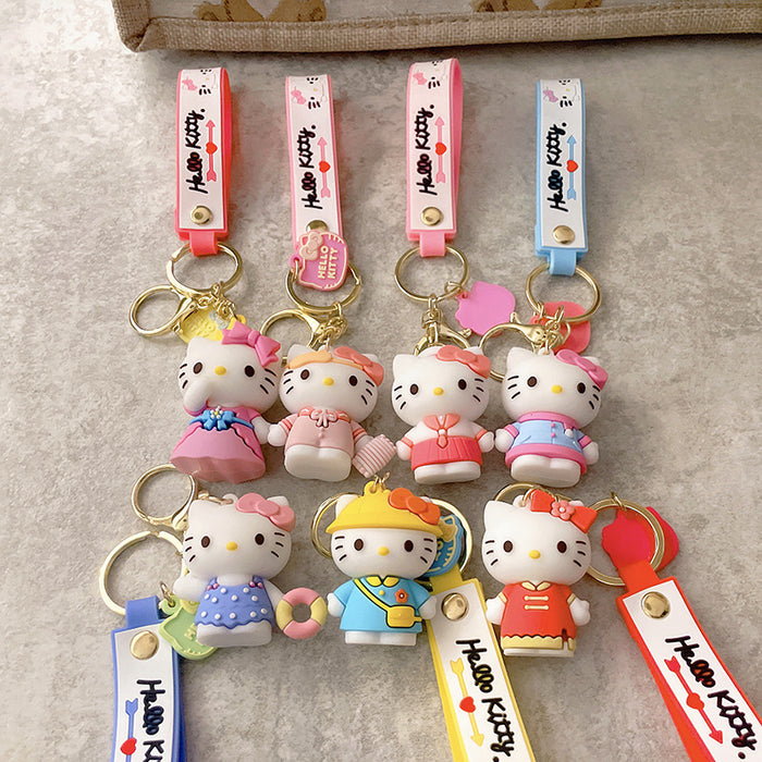 Wholesale Cartoon cat  key chain bag pendant doll key pendant giftcar silicone keychain