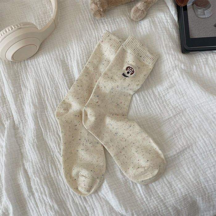Wholesale Cotton socks, socks, children's socks, cartoon embroidery, college style, long socks, pile socks