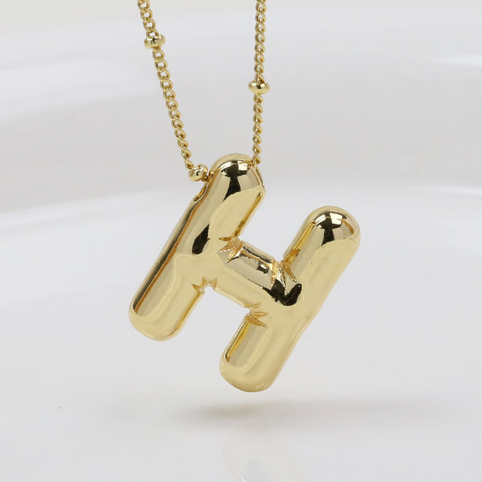 Wholesale 2PCS 18k Brass Glossy Balloon 26 English Letter Necklace JDC-NE-BaiYi006