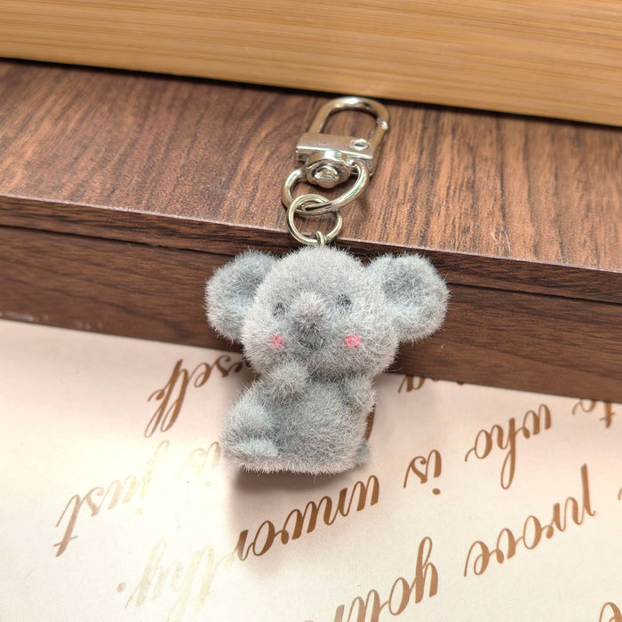 Wholesale Plush 3D Rabbit Penguin Bear Goat Animal Ornament Pendant DIY Cute Plush Earrings Keychain Accessories