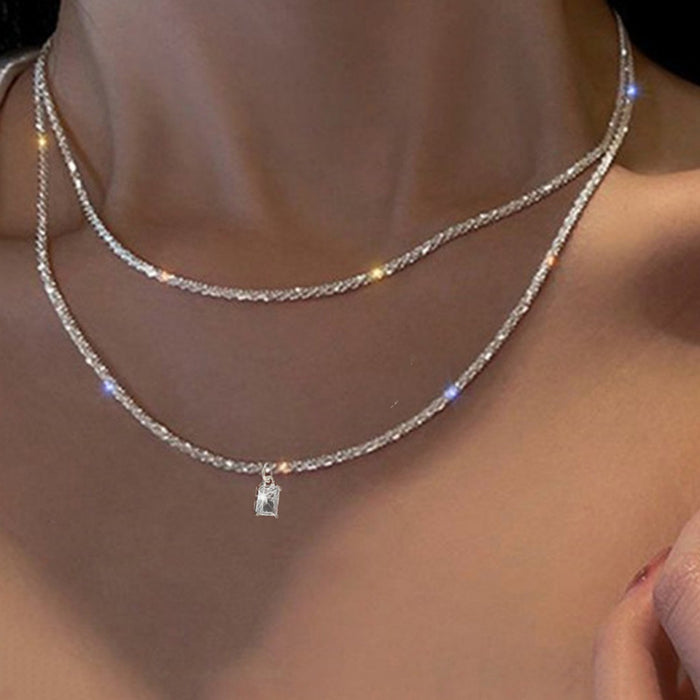 Wholesale Trendy Water Wave Star Necklace Copper Silver Electroplated Fashion Jewelry Accessory