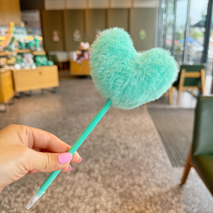 Wholesale Cute Round Love Rainbow Ballpoint Pen Signature Pen Black Pen Plush Pen Gift Pen Big Brush Pen