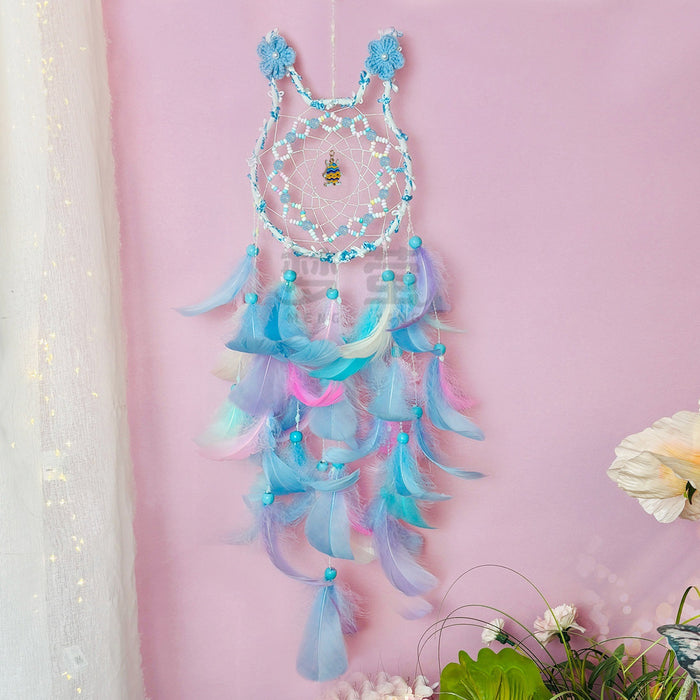 Wholesale Pink Rabbit Dream Catcher Handmade Feather Pendant Bedroom Decor MOQ≥2