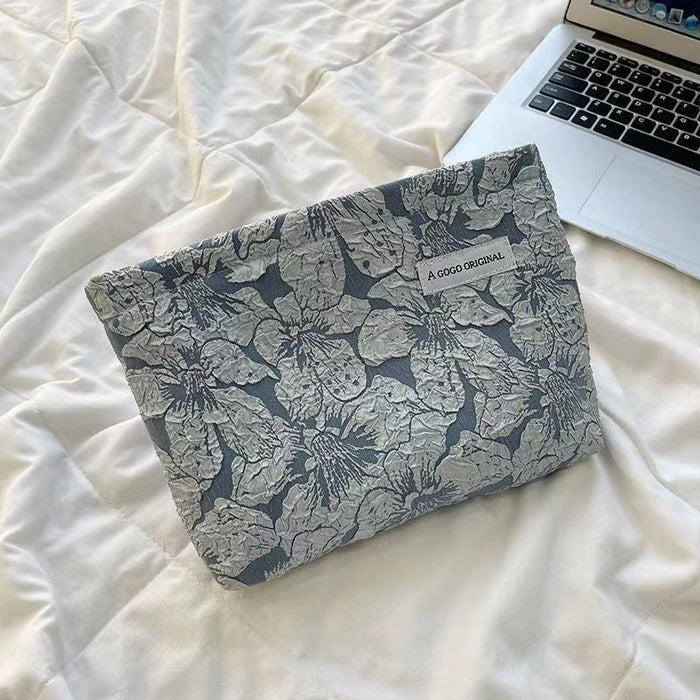 Wholesale Corduroy contrasting striped makeup bag for portable travel and business trips