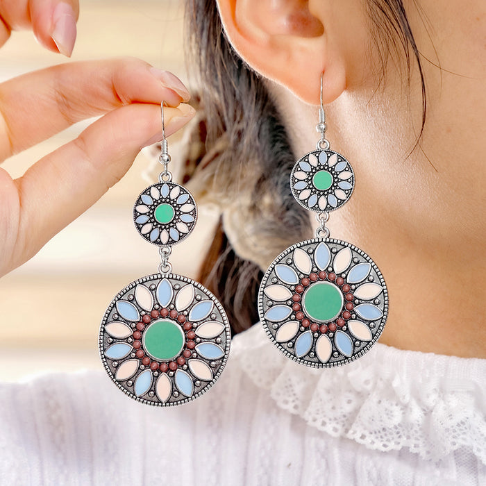 Wholesale Retro Palace Geometric Hollow Tassel Earrings Set Beaded Bohemian Style MOQ≥2