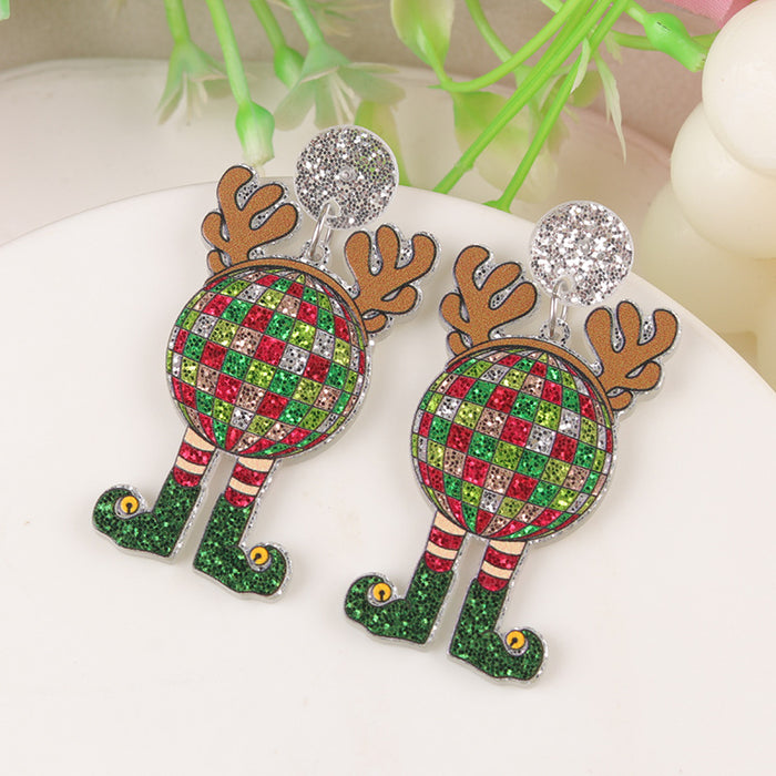 Wholesale Cartoon Christmas Series Elk Gloves Acrylic Earrings Exaggerated Design Earrings