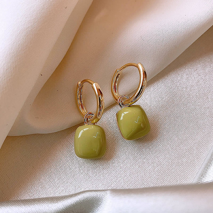 Wholesale Geometric square ear buckle temperament earrings, niche design, retro personality, simple fashion, versatile ears