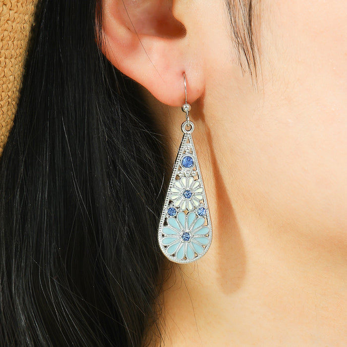 Wholesale 2pcs Bohemian drop-shaped turquoise earrings