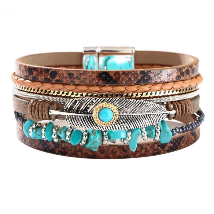 Wholesale Multi-Layer Feather Bracelet Ethnic Retro Bracelet Maillard Antique Bracelet