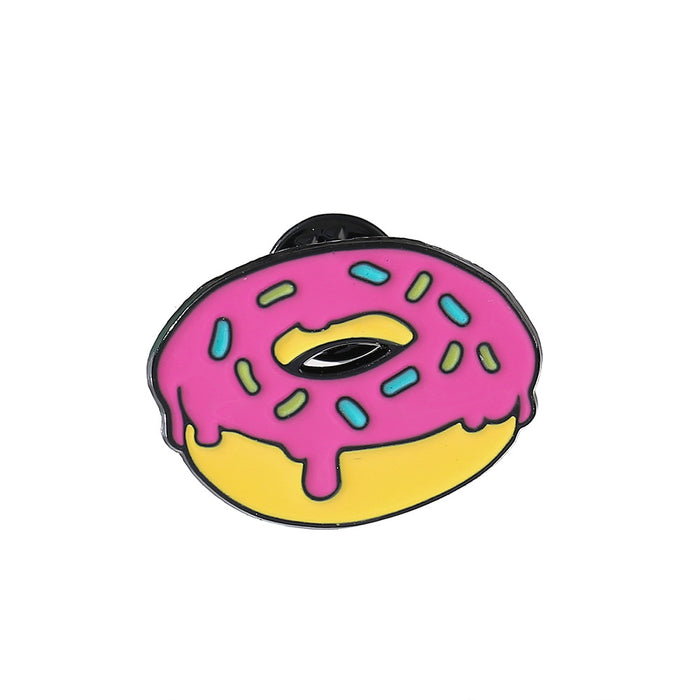 Wholesale Donut Shape Metal Enamel Brooch Electroplated Pin Trendy Food Jewelry Accessory For Party Gift And Everyday Wear