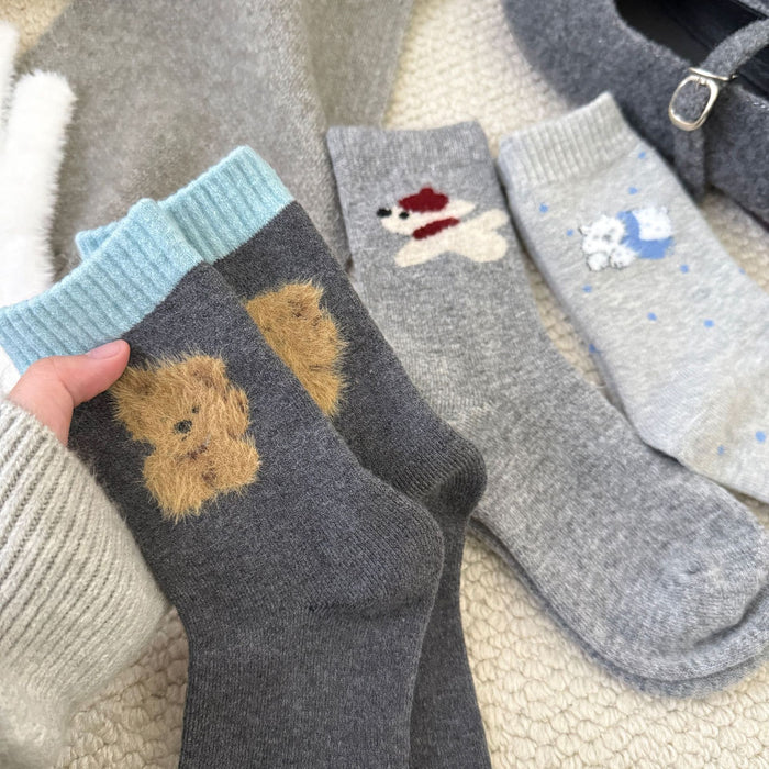 Wholesale Cute socks with contrasting colors, thick and warm socks, looped socks, stacked socks