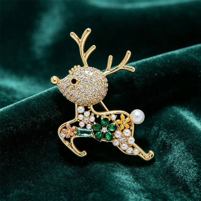 Wholesale Vintage Hollow Out Deer Brooch Alloy With Pearl Flower Accent Stylish Accessory For Suits ves Bags And Bag Charm
