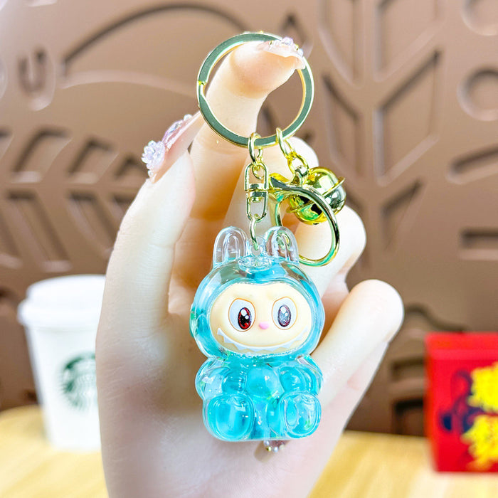 Wholesale Acrylic Bunny Quicksand Keychain Luminous Flashing Cute Doll Bag Gift Keychain