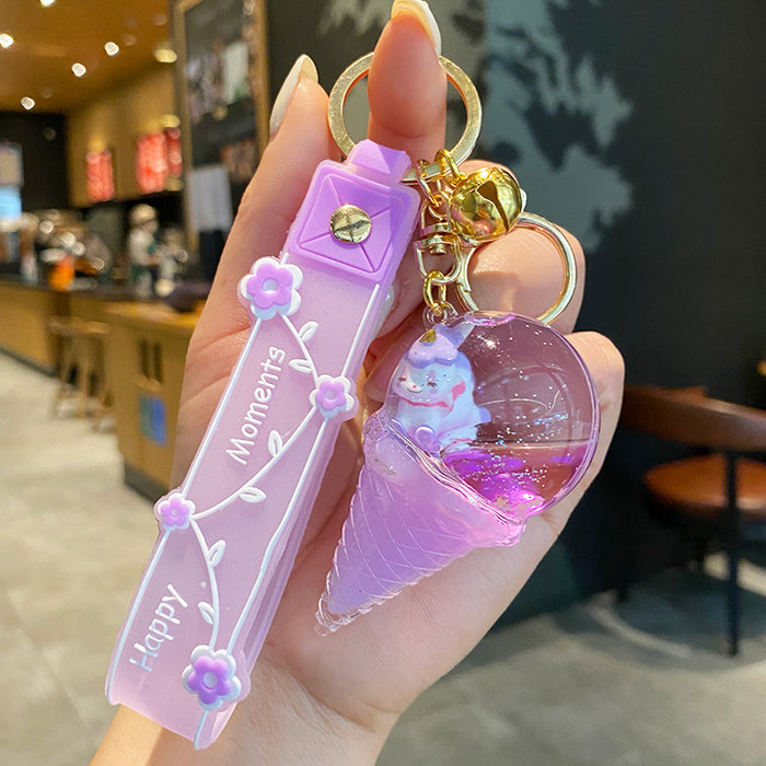 Wholesale Acrylic Ice Cream Unicorn Quicksand Keychain JDC-KC-ManL003