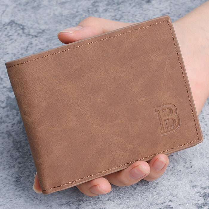 Wholesale Retro Men' s Short Wallet 2-Fold Multi-Card PU Black Wallet Fashion Accessory