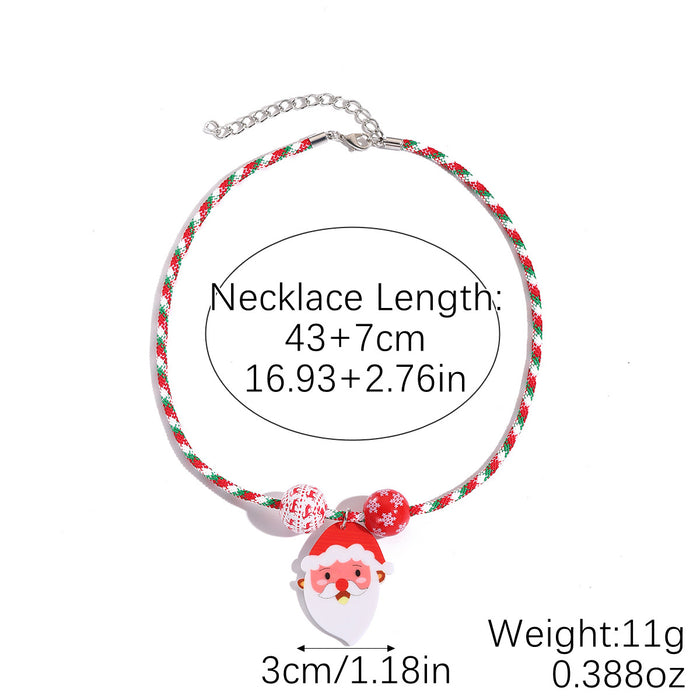 Wholesale Christmas Necklace Alloy Oil Dripping Necklace Christmas Cartoon Snowman Christmas Tree Pendant Necklace