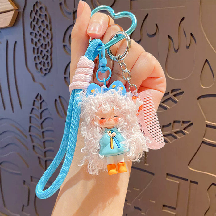 Wholesale PVC Cartoon Keychain Pendant Hairy Milk Doll Design Bag Charm MOQ≥2