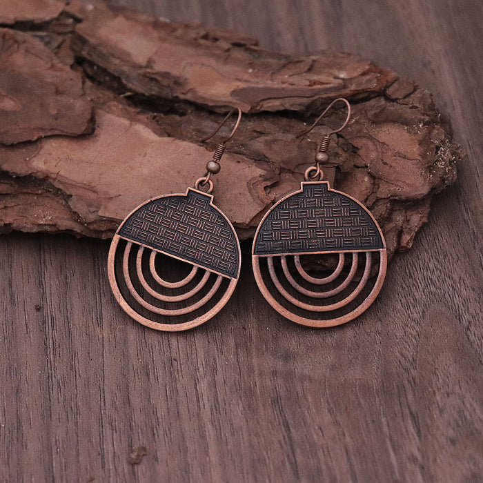 Wholesale Vintage bronze circle leather earrings