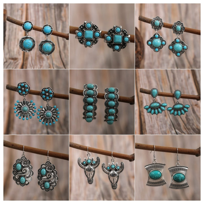 Wholesale Ethnic Style Turquoise Earrings JDC-ES-JunJie004