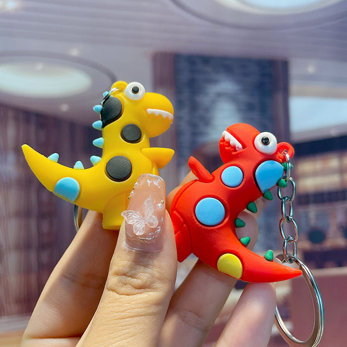 Wholesale Wholesale Creative Cute Cartoon 3D Dinosaur PVC Keychain Pendant Student Bag Mobile Pendant