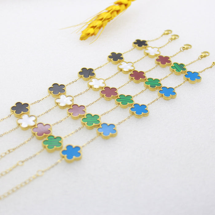 Wholesale Five-leaf Clover Flower Stainless Steel Bracelet JDC-BT-YiShi001