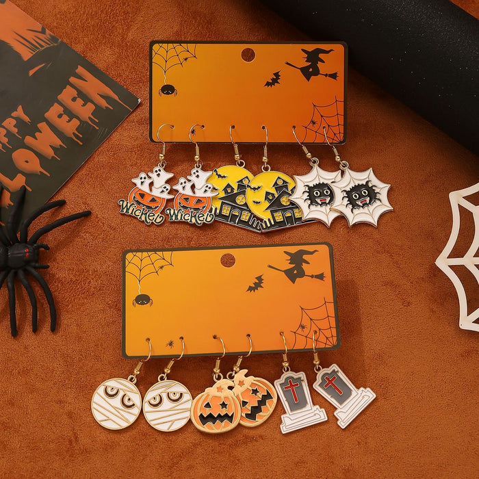 Wholesale Cute cartoon style ghost pumpkin head design pendant earrings set  earrings for women