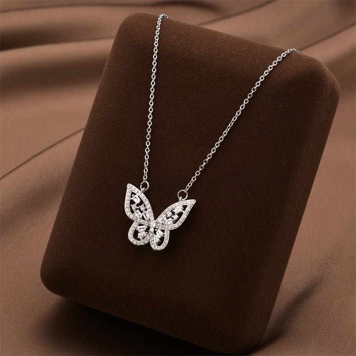 Wholesale Titanium Steel Butterfly Pendant Necklace JDC-NE-QuanX009