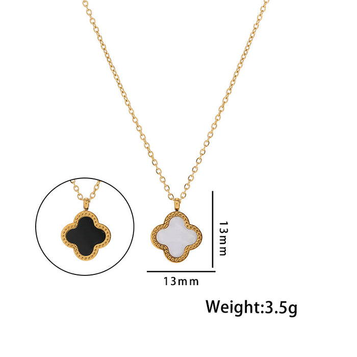 Wholesale Joker 18K rose gold four-leaf clover titanium steel necklace women